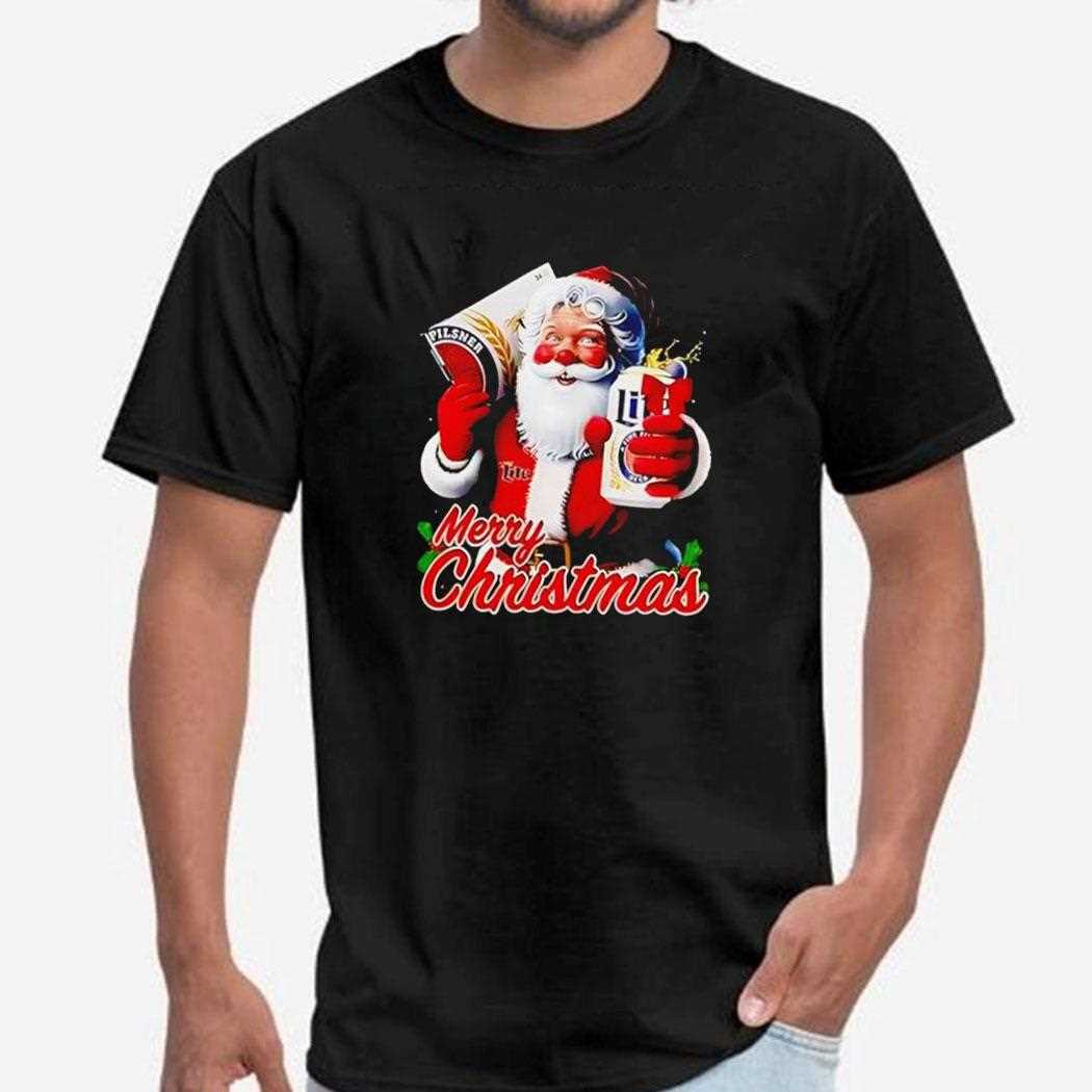 Miller Lite Santa Merry Christmas Invite You Tee