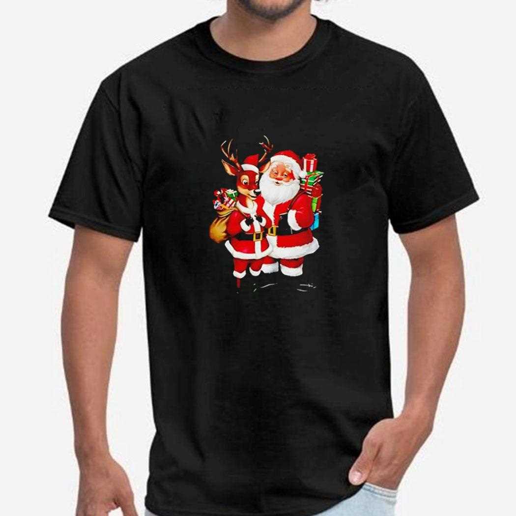 Santa Claus Reindeer Character Christmas Tee