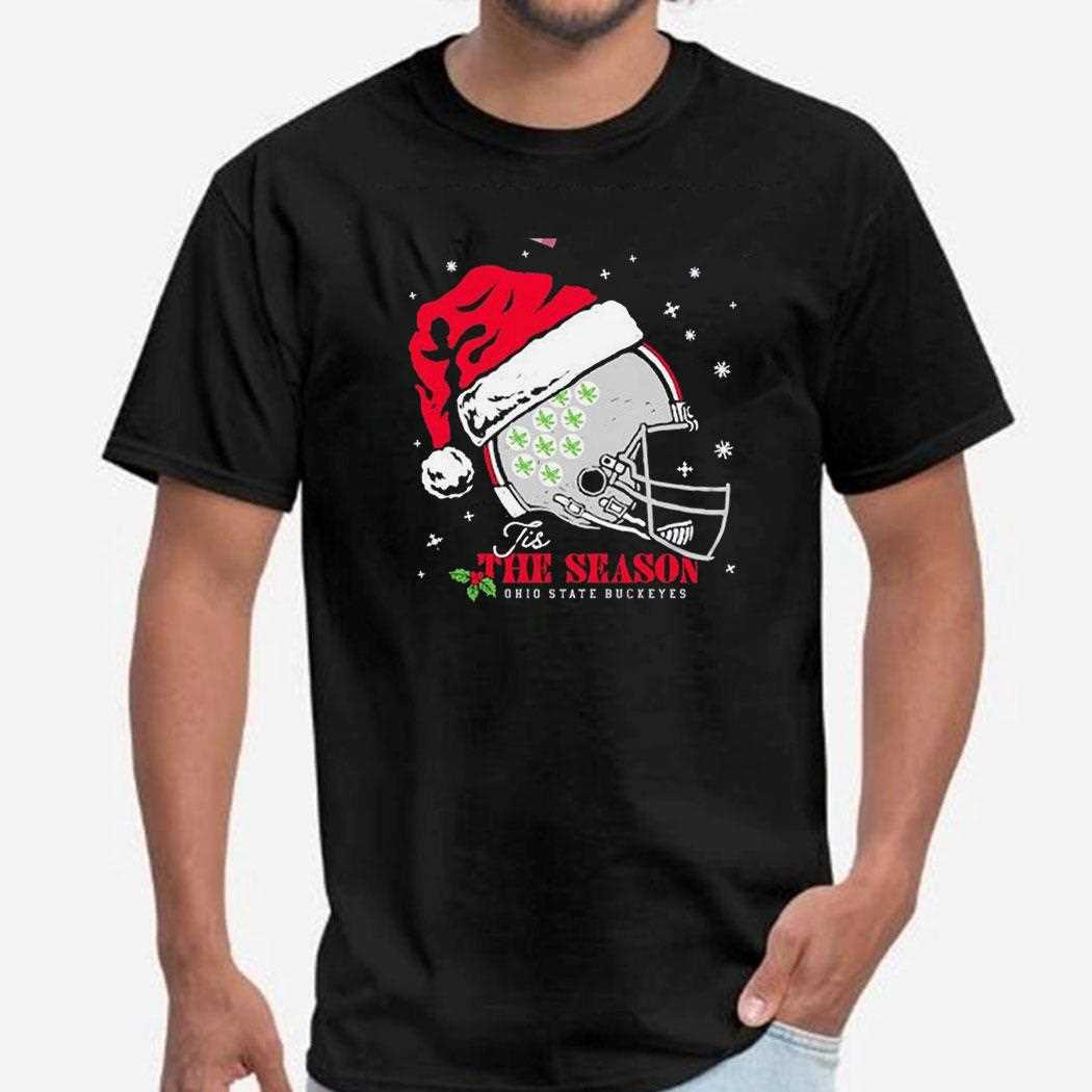 Tis The Season Ohio State Buckeyes Christmas Helmet Tee
