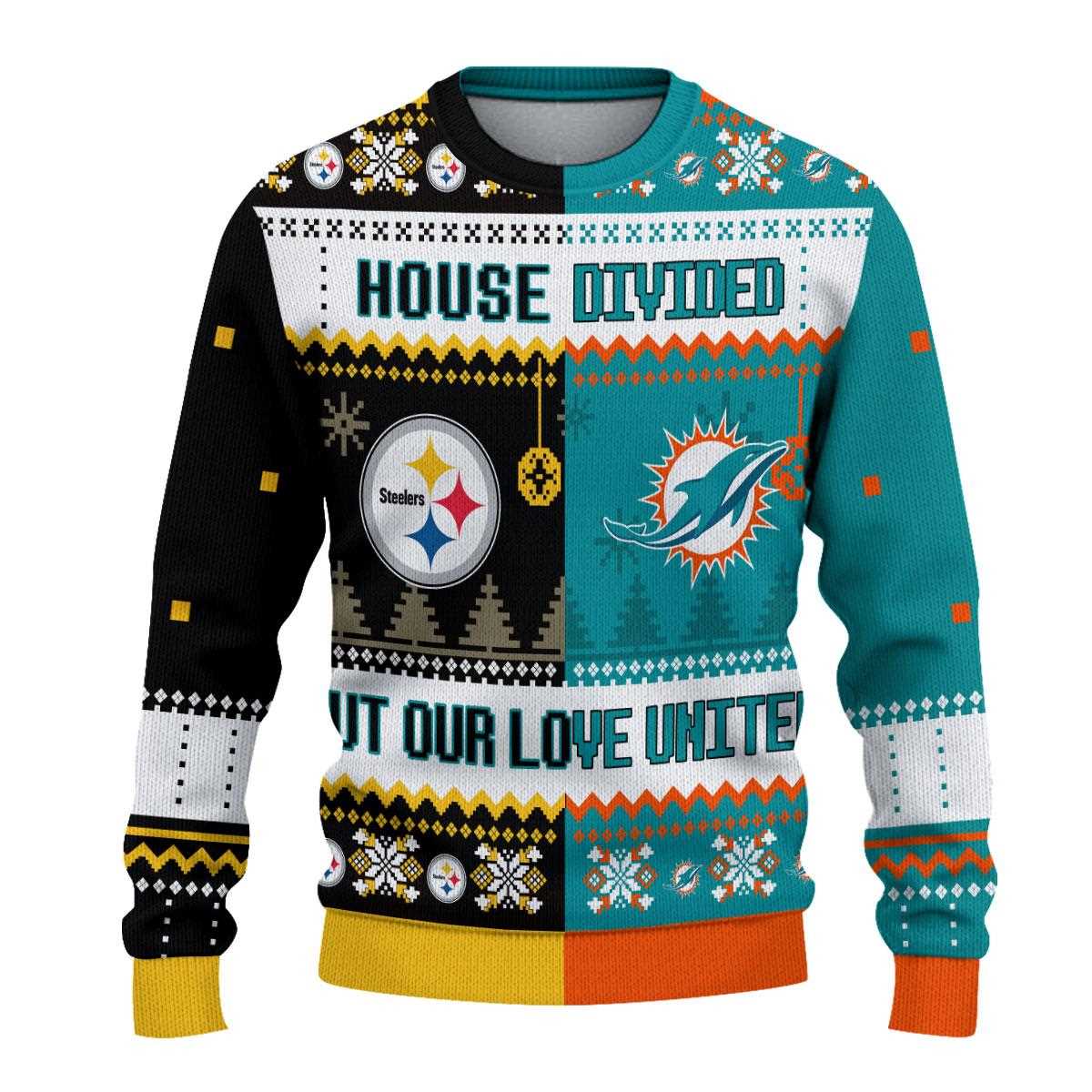 Pittsburgh Steelers Kansas City Chiefs Nfl House Divided But Our Love United Ugly Christmas Sweater Pittsburgh Steelers Kansas City Chiefs Nfl House Divided But Our Love United Ugly Christmas Sweater