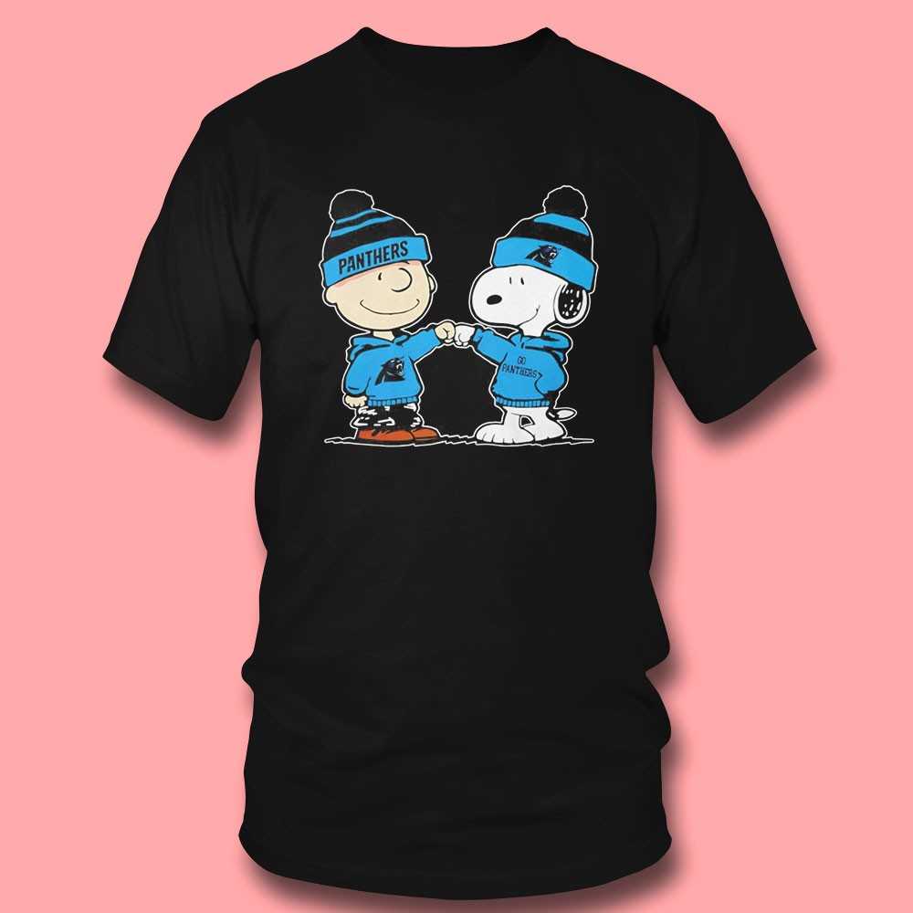 Carolina Panthers X Charlie Brown And Snoopy High Five Go Panthers Tee Carolina Panthers X Charlie Brown And Snoopy High Five Go Panthers Tee