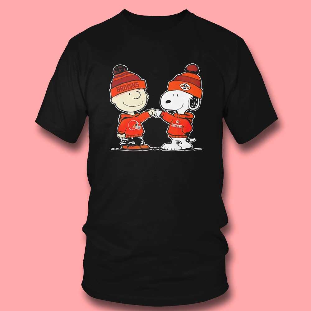 Cleveland Browns X Charlie Brown And Snoopy High Five Go Browns Tee