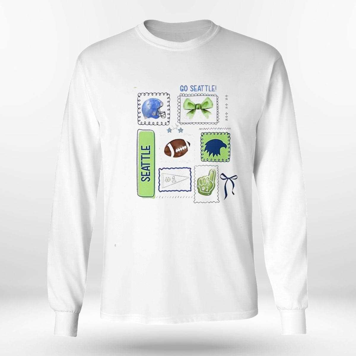 Go Seattle Football Helmet Bow #1 Fan Graphic Team Spirit Tee Go Seattle Football Helmet Bow #1 Fan Graphic Team Spirit Tee