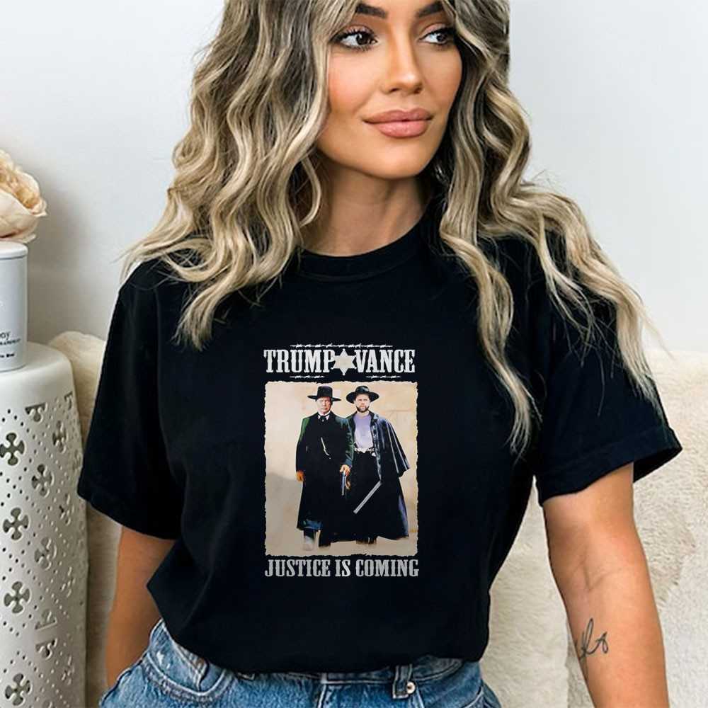 Trump Vance Tombstone Movie Justice Is Coming Tee Trump Vance Tombstone Movie Justice Is Coming Tee