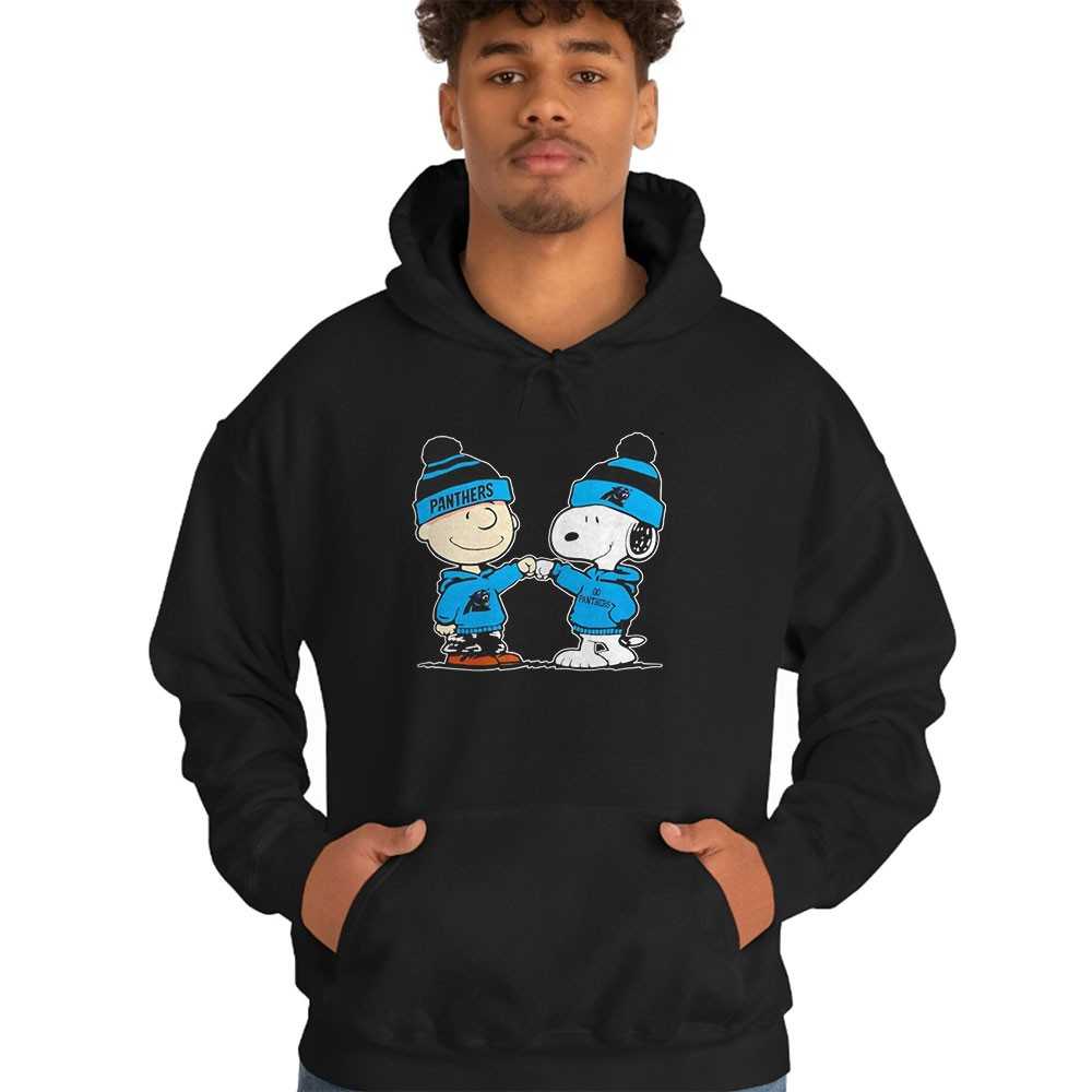Carolina Panthers X Charlie Brown And Snoopy High Five Go Panthers Tee Carolina Panthers X Charlie Brown And Snoopy High Five Go Panthers Tee