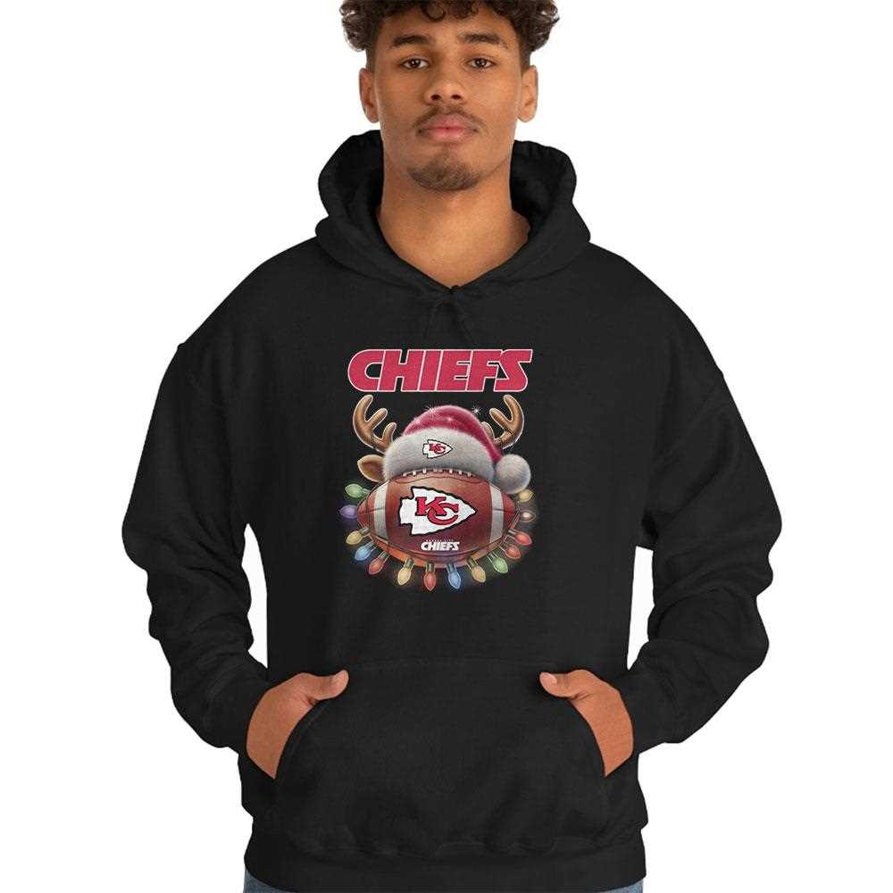 Kansas City Chiefs 2025 Football Santa Hats Christmas Funny Tee Kansas City Chiefs 2025 Football Santa Hats Christmas Funny Tee