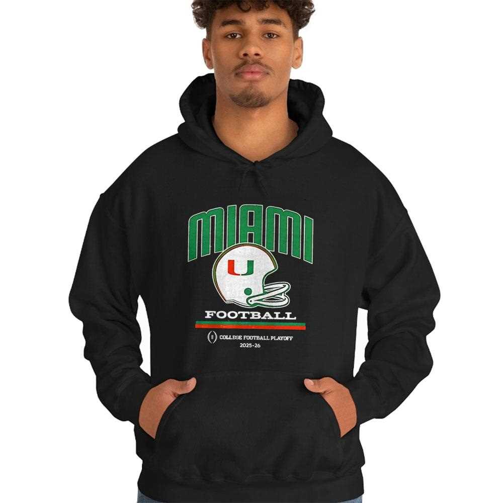 Miami Hurricanes Helmet College Footballl Playoff 2025-26 Tee Miami Hurricanes Helmet College Footballl Playoff 2025-26 Tee
