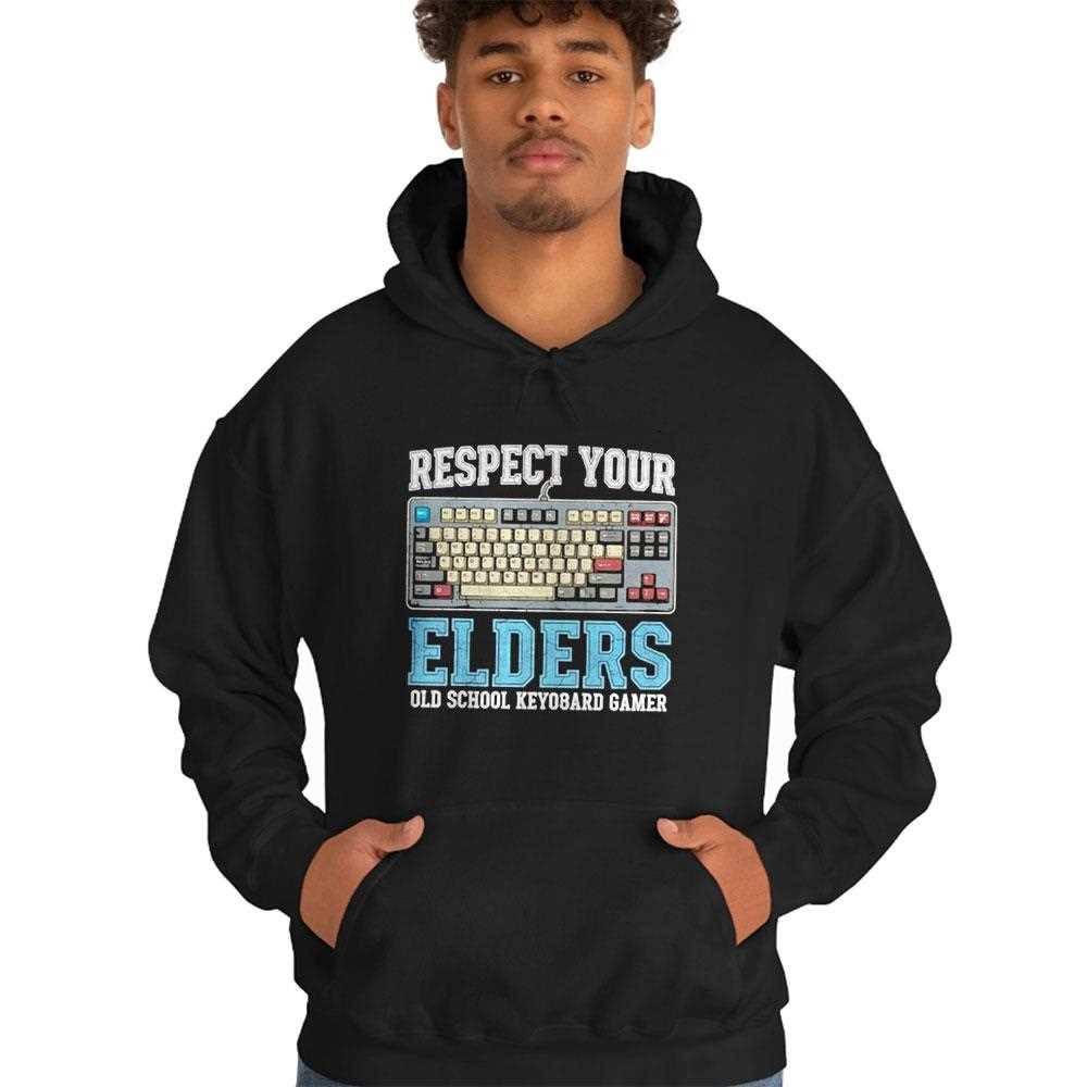 Respect Your Elders Old School Keyboard Gamer Gift Tee Respect Your Elders Old School Keyboard Gamer Gift Tee