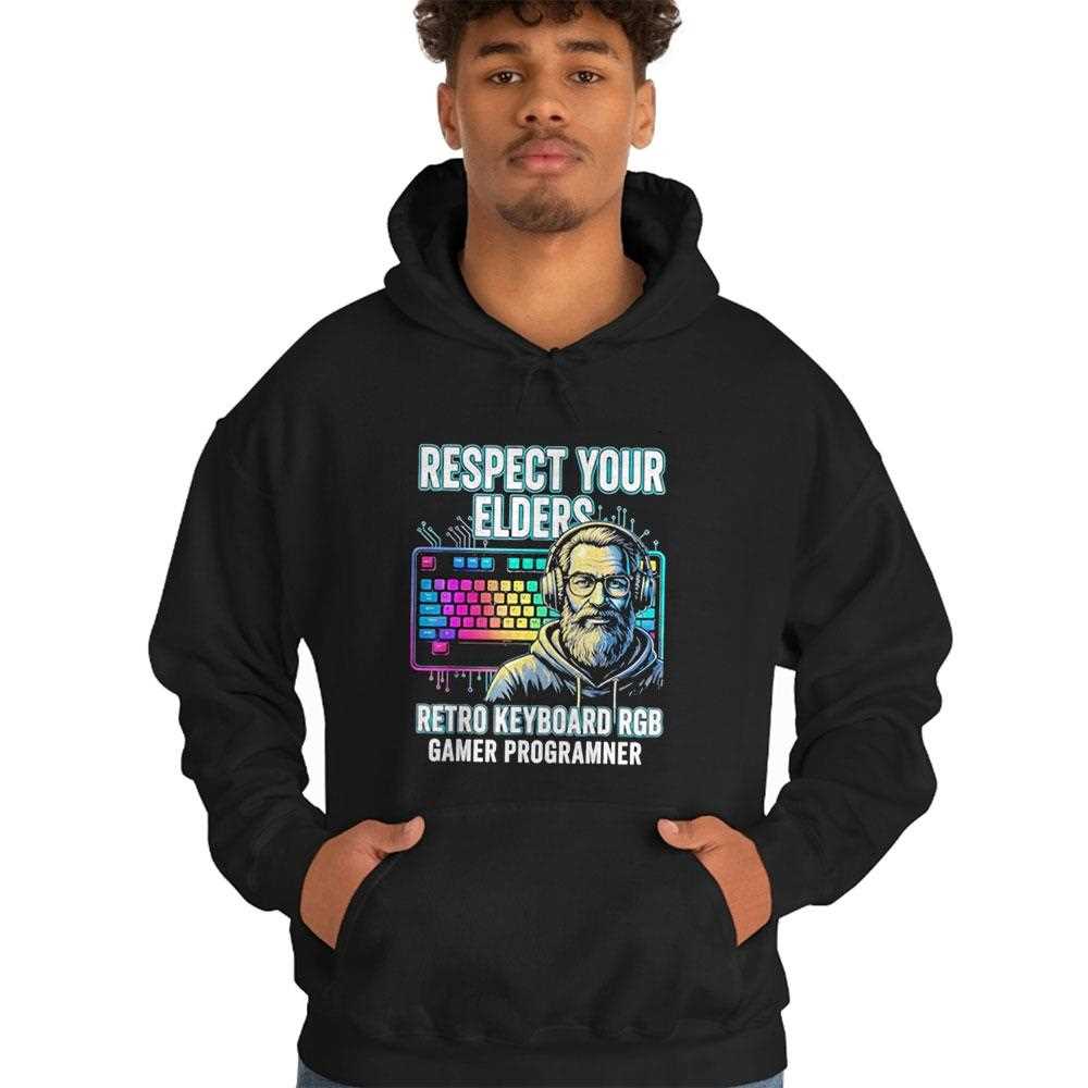Respect Your Elders Retro Keyboard Rgb Gamer Programmer Tee Respect Your Elders Retro Keyboard Rgb Gamer Programmer Tee