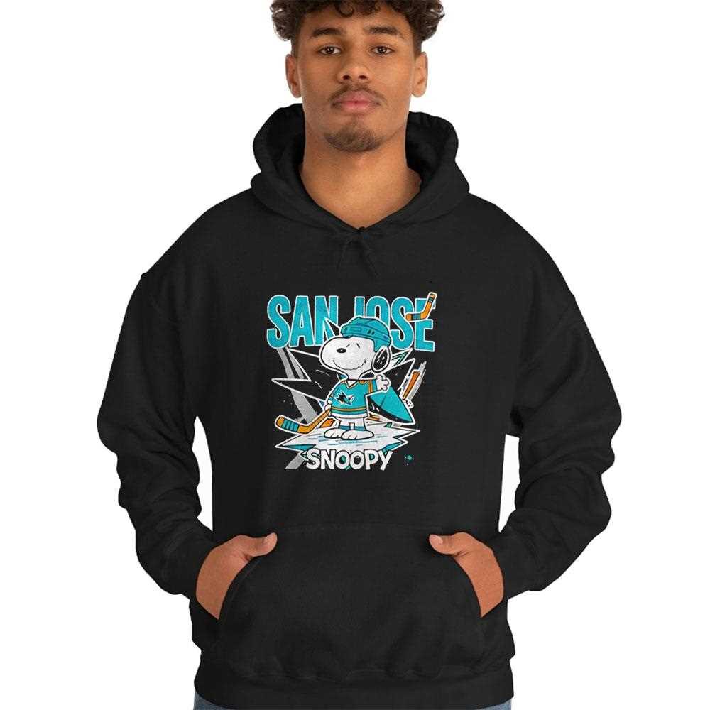 San Jose Sharks Snoopy Peanuts 2026 Tee San Jose Sharks Snoopy Peanuts 2026 Tee