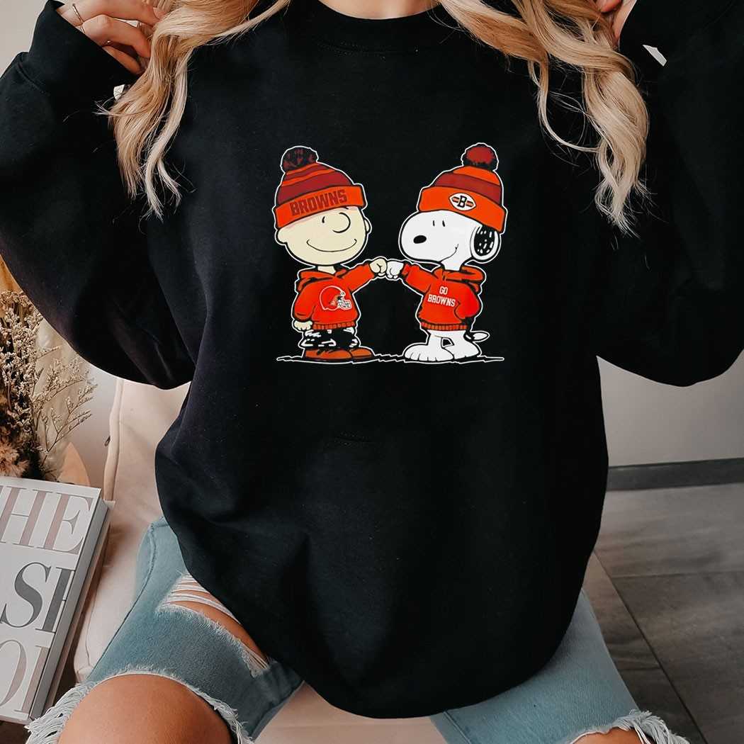 Cleveland Browns X Charlie Brown And Snoopy High Five Go Browns Tee