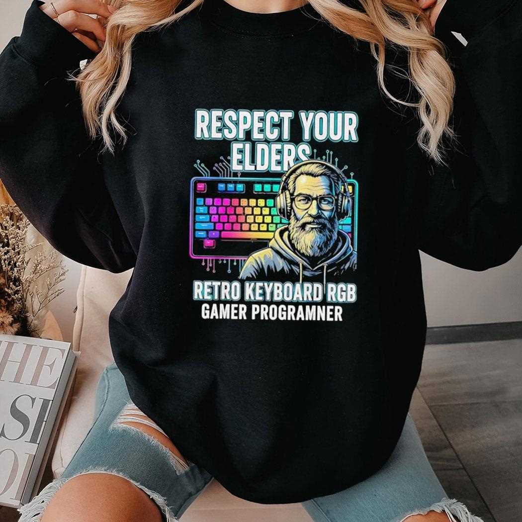 Respect Your Elders Retro Keyboard Rgb Gamer Programmer Tee Respect Your Elders Retro Keyboard Rgb Gamer Programmer Tee