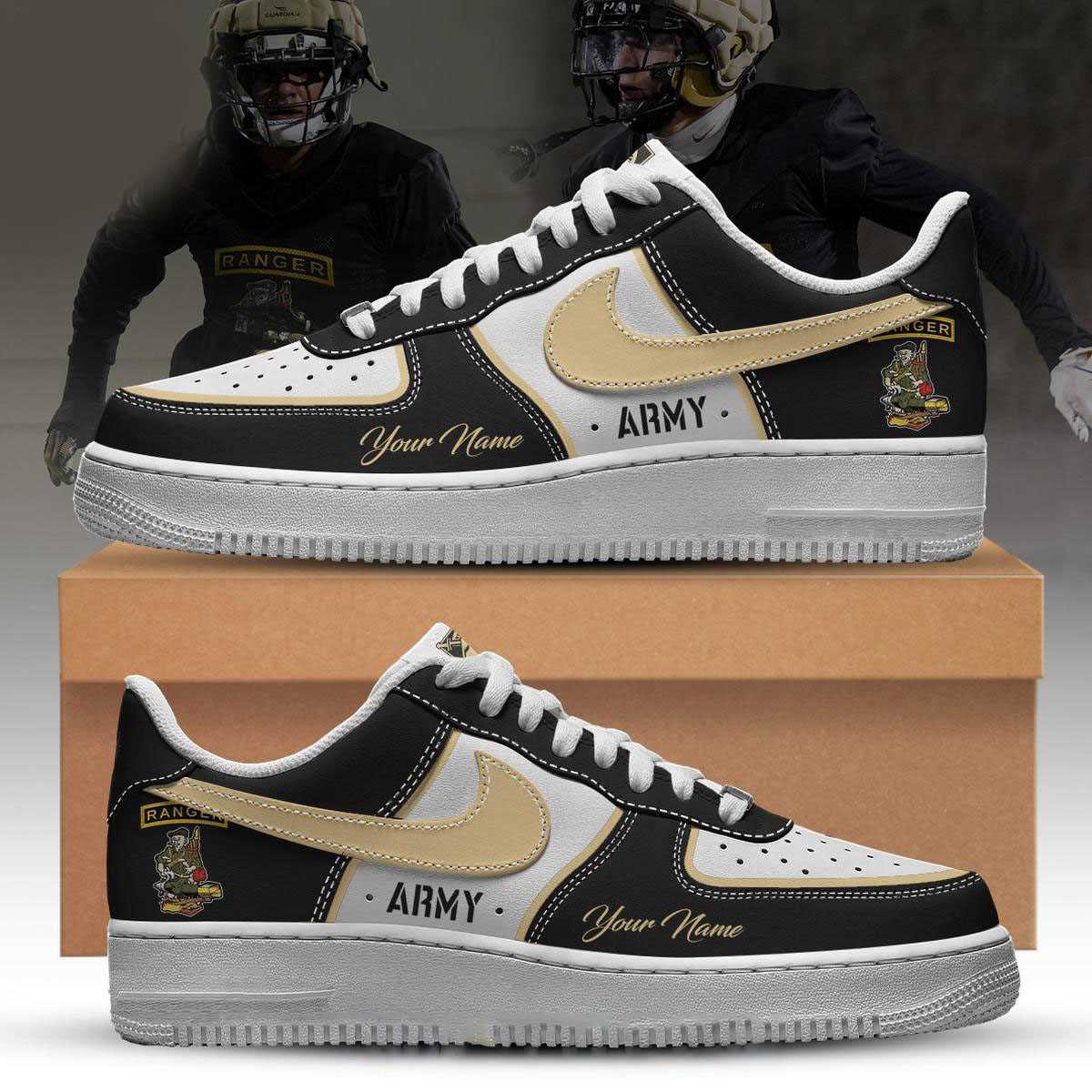 Army Black Knights West Point Beat Navy Custom Name Air Force 1 Shoes