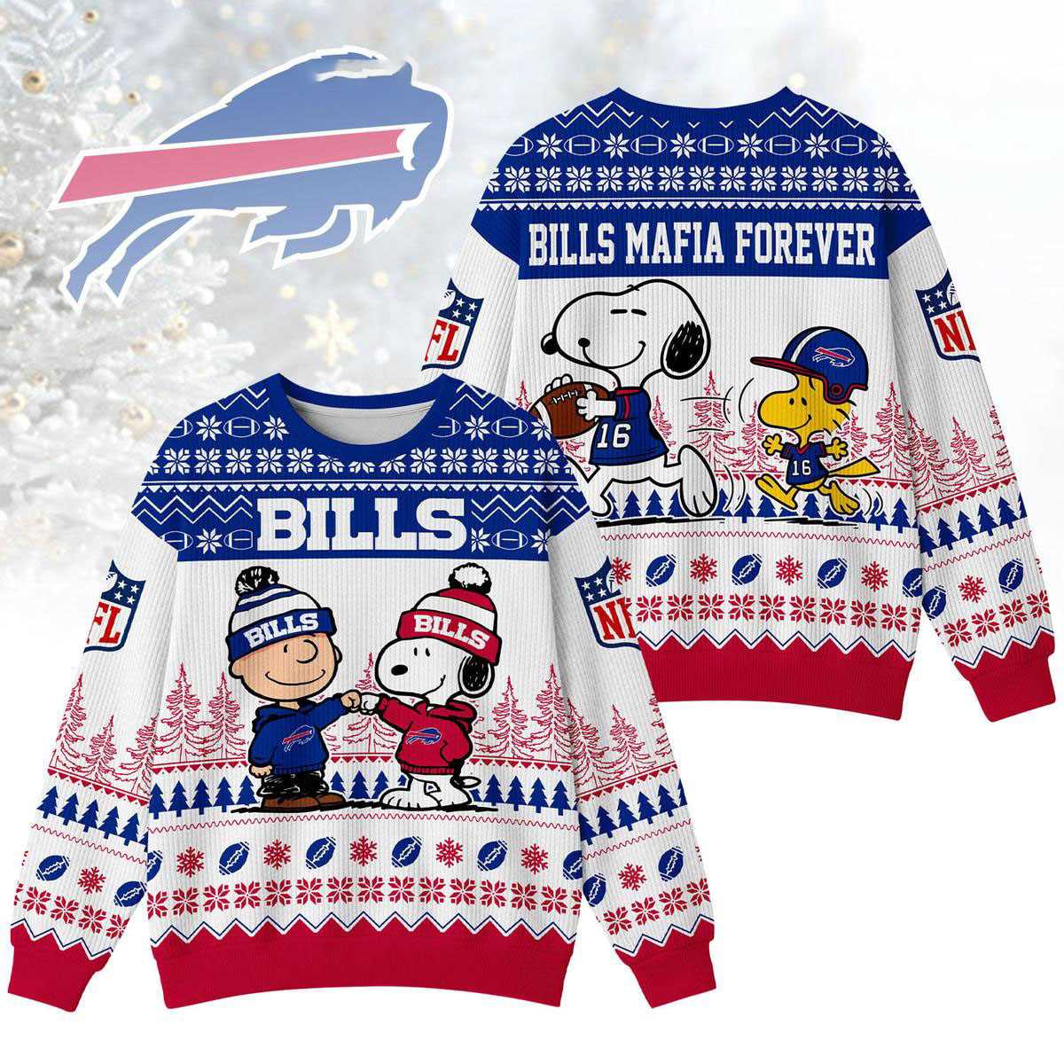 Buffalo Bills Snoopy Peanuts Bills Mafia Forever Ugly Christmas Sweater