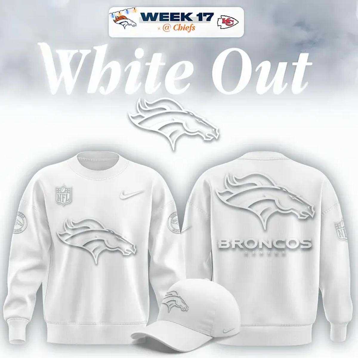 Denver Broncos White Out Week 17 Tee Hoodie Denver Broncos White Out Week 17 Tee Hoodie