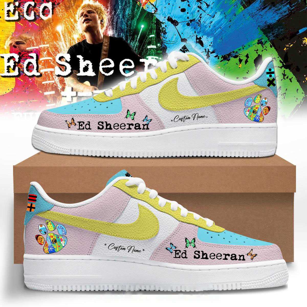 Ed Sheeran The Loop Tour 2025 Christmas Custom Name Air Force 1 Shoes
