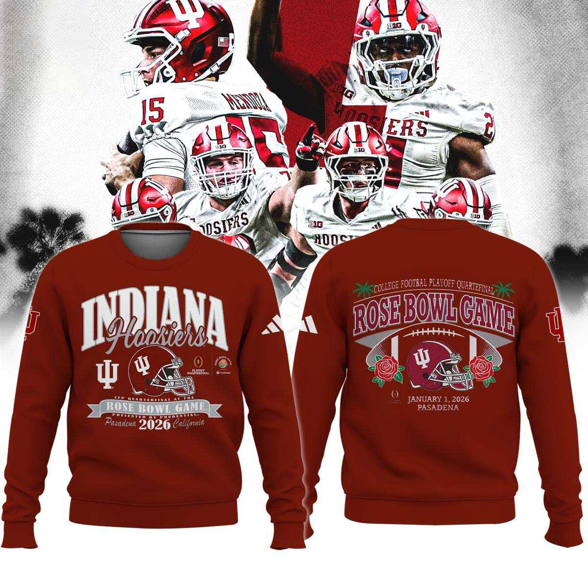 Indiana Hoosiers Rose Bowl Game 2026 Tee Hoodie Indiana Hoosiers Rose Bowl Game 2026 Tee Hoodie