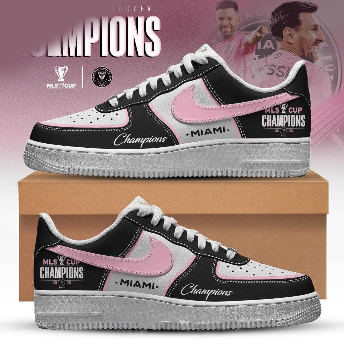 Inter Miami Mls Champions 2025 Custom Name Air Force 1 Shoes