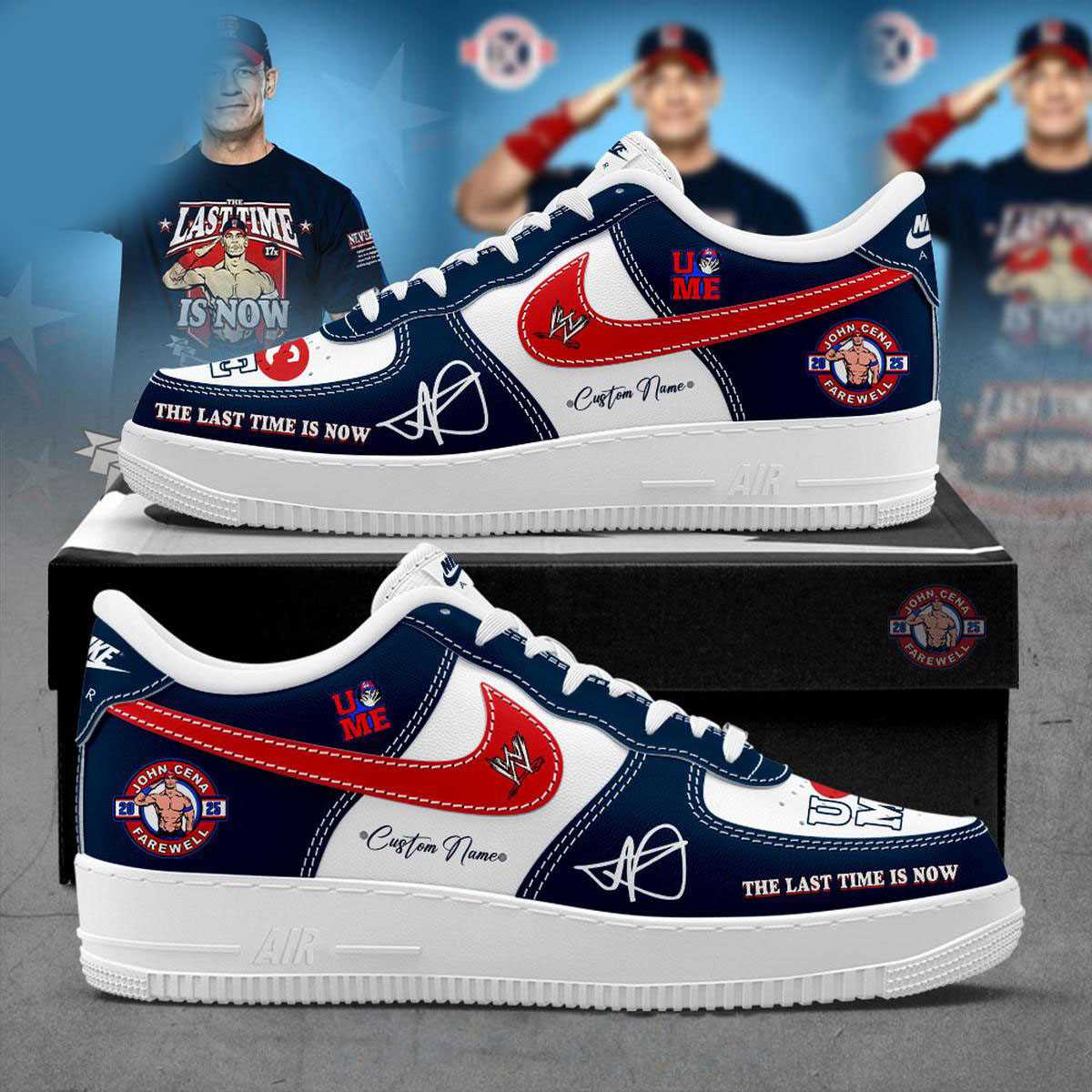 John Cena The Last Time Is Now Farewell 2025 Custom Name Air Force 1 Shoes