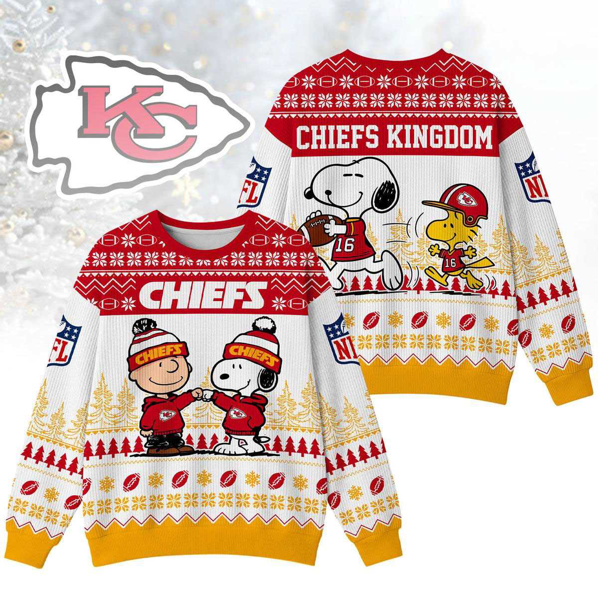 Kansas City Chiefs Snoopy Peanuts Chiefs Kingdom Ugly Christmas Sweater