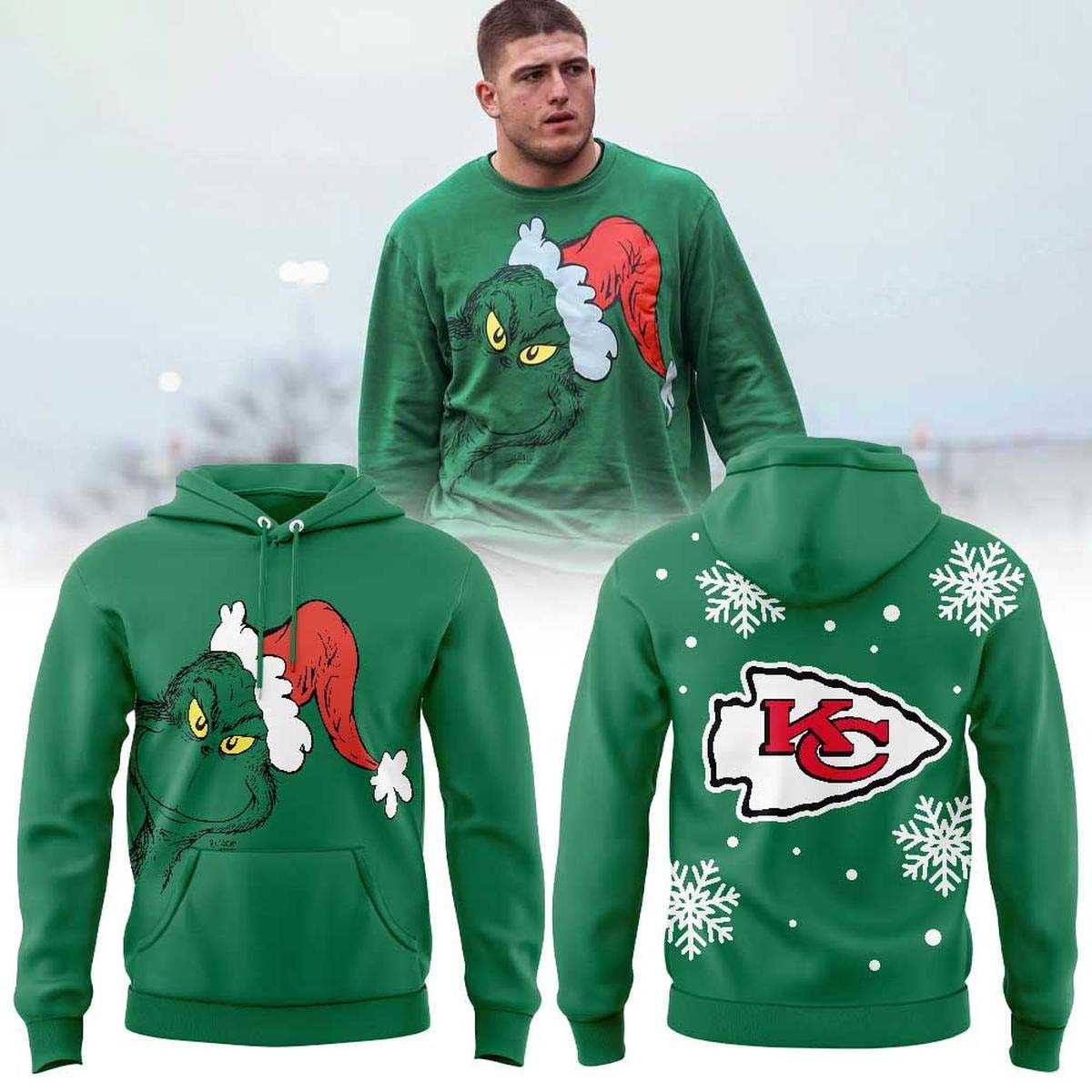 Kansas City Chiefs X Grinch Christmas Holiday Tee Hoodie