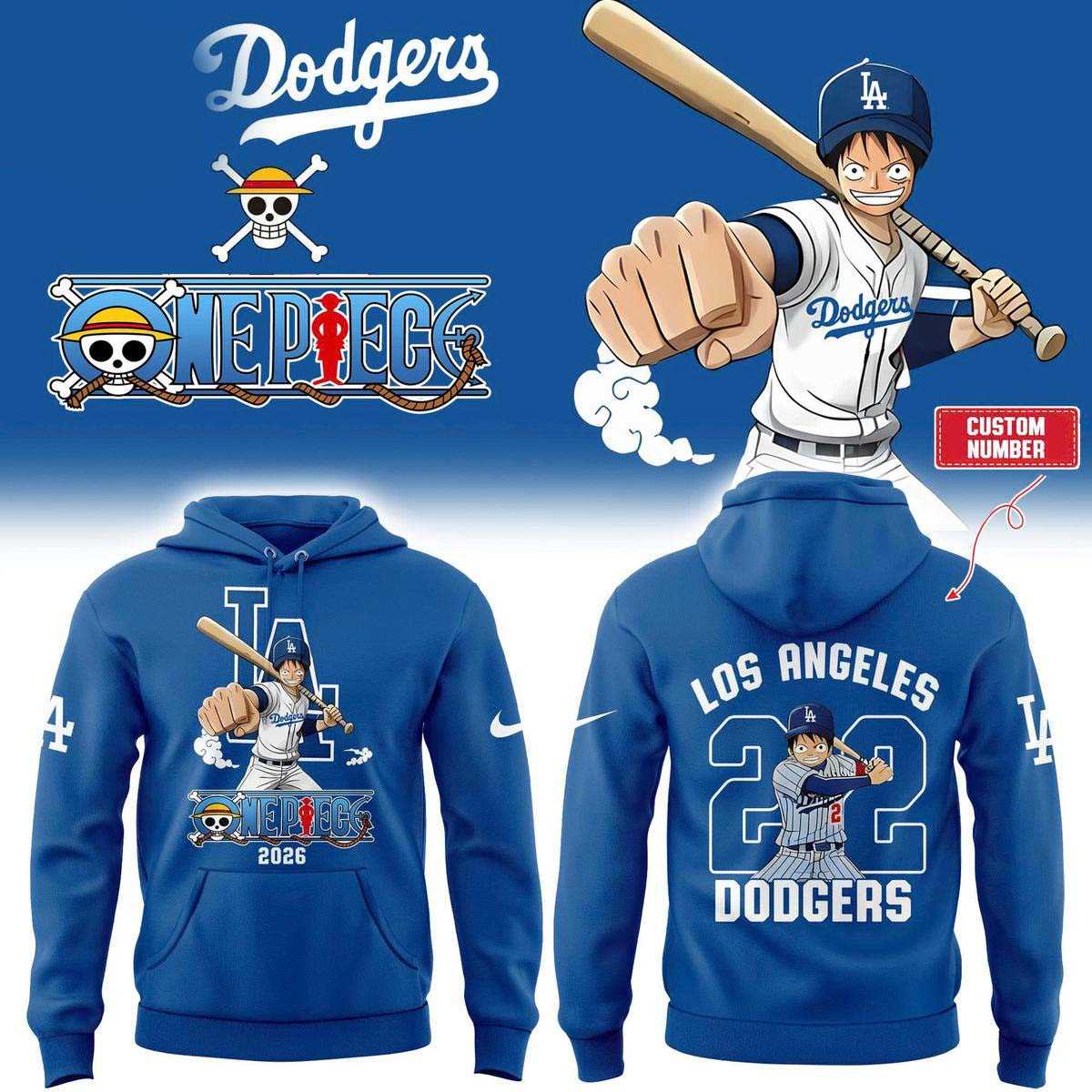 Los Angeles Dodgers X One Piece 2026 Tee Hoodie
