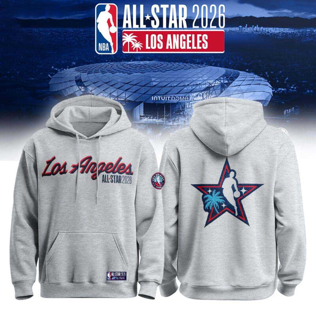 Los Angeles Nba All Stars Night 2026 Gray Tee Hoodie