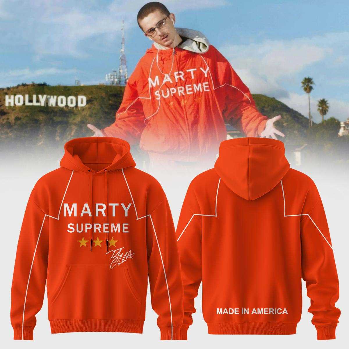 Marty Supreme Timothee Chalamet 2025 Orange Hoodie
