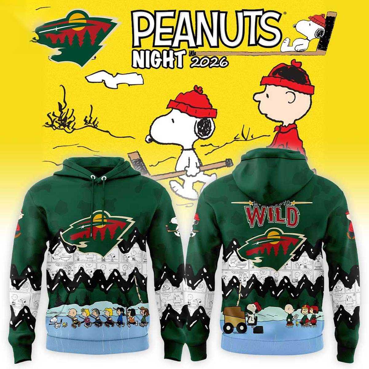 Minnesota Wild X Peanuts Night 2026 Tee Hoodie