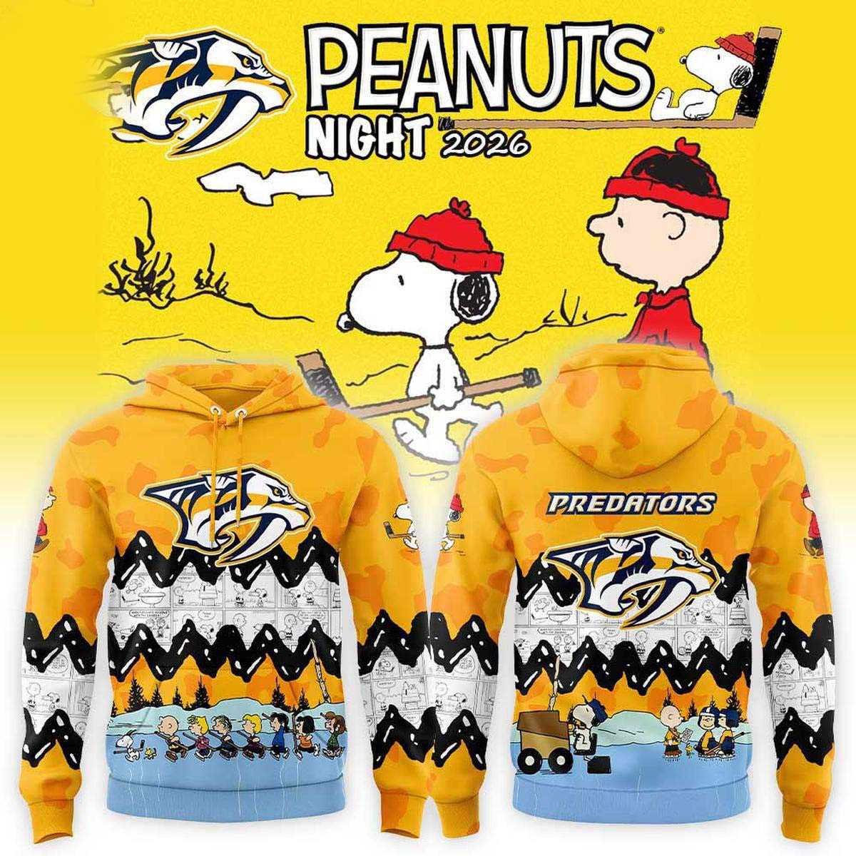 Nashville Predators X Peanuts Night 2026 Tee Hoodie