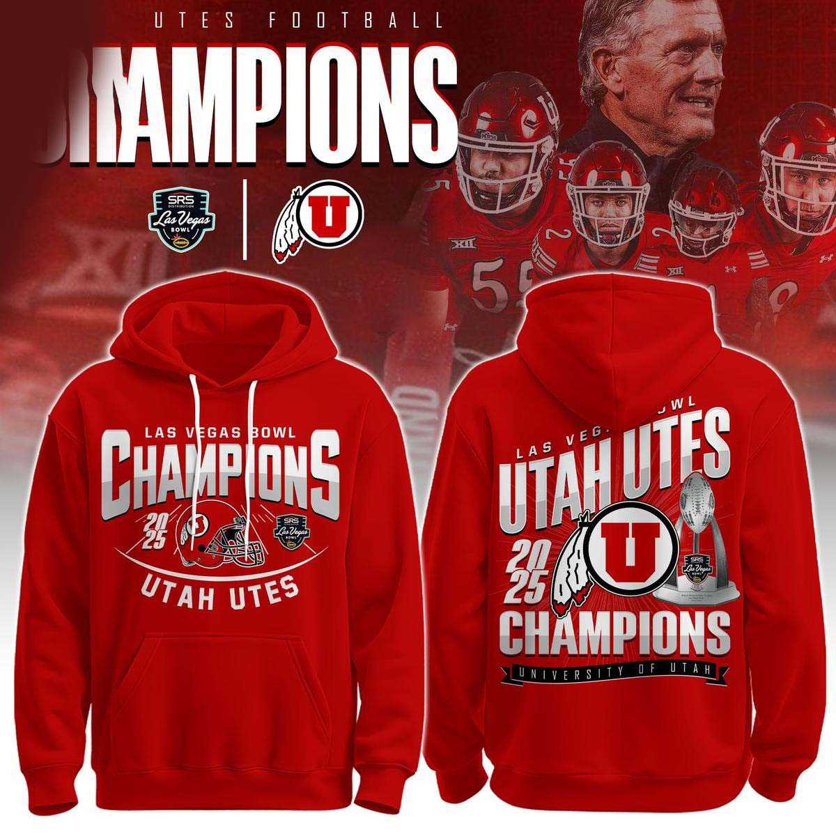 Utah Utes Las Vegas Bowl Champions 2025 Tee Hoodie Utah Utes Las Vegas Bowl Champions 2025 Tee Hoodie