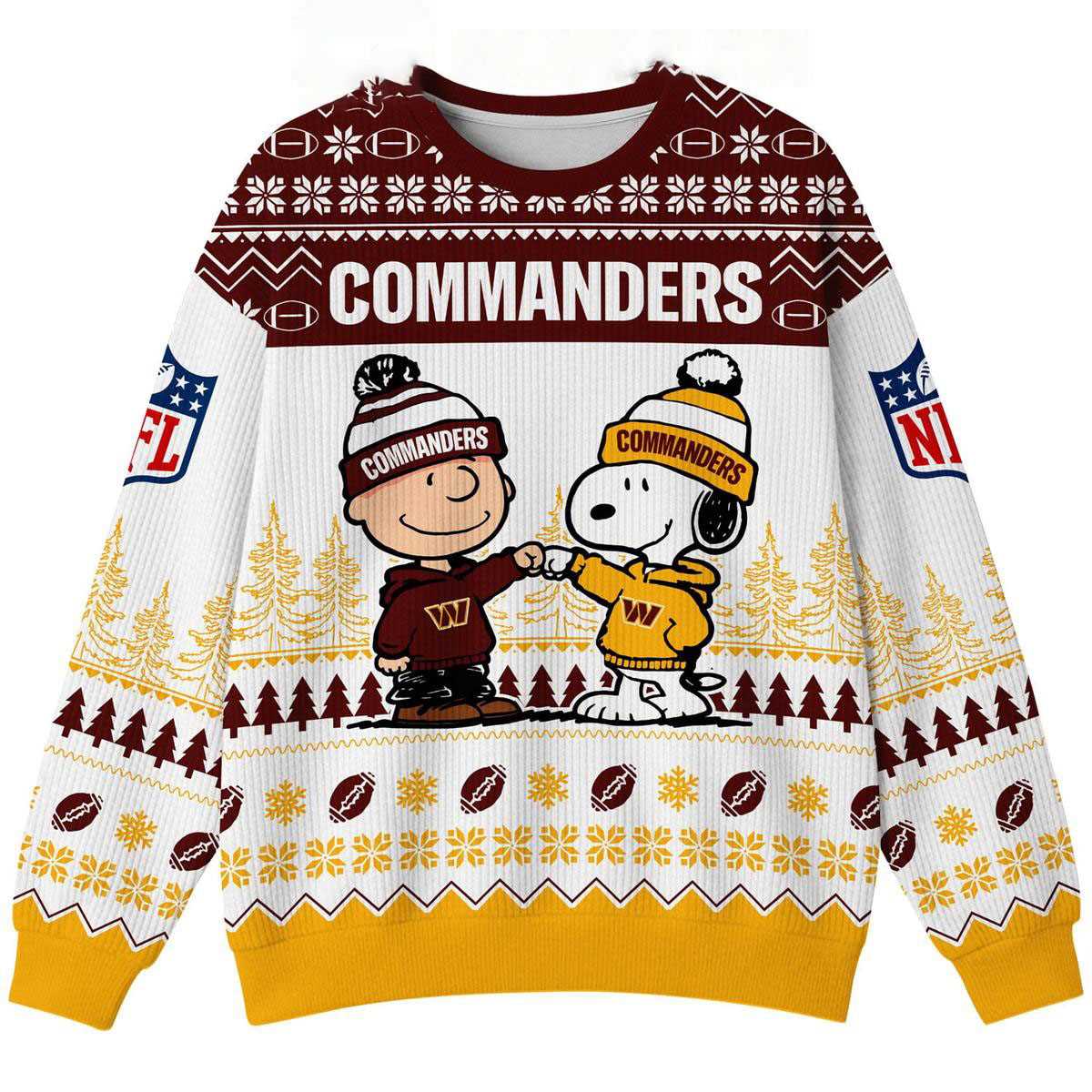 Washington Commanders Snoopy Peanuts Hail To The Commanders Ugly Christmas Sweater Washington Commanders Snoopy Peanuts Hail To The Commanders Ugly Christmas Sweater