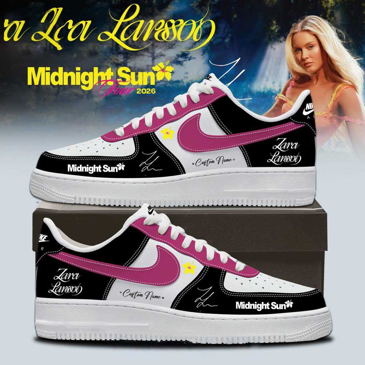 Zara Larsson Midnight Sun Tour 2026 Leather Nun Custom Name Air Force 1 Shoes