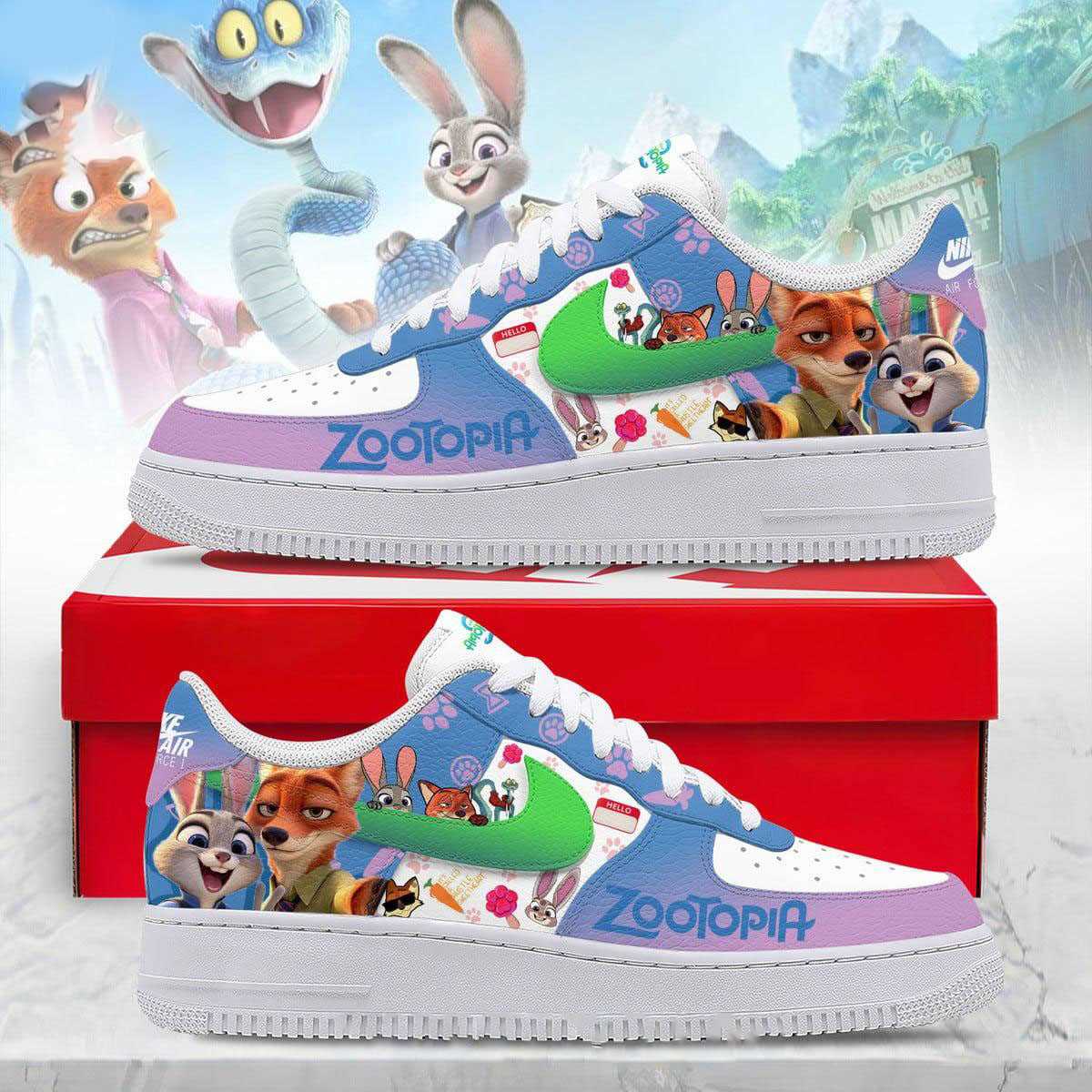 Zootopia 2 I Love You Partner 2025 Christmas Custom Name Air Force 1 Shoes