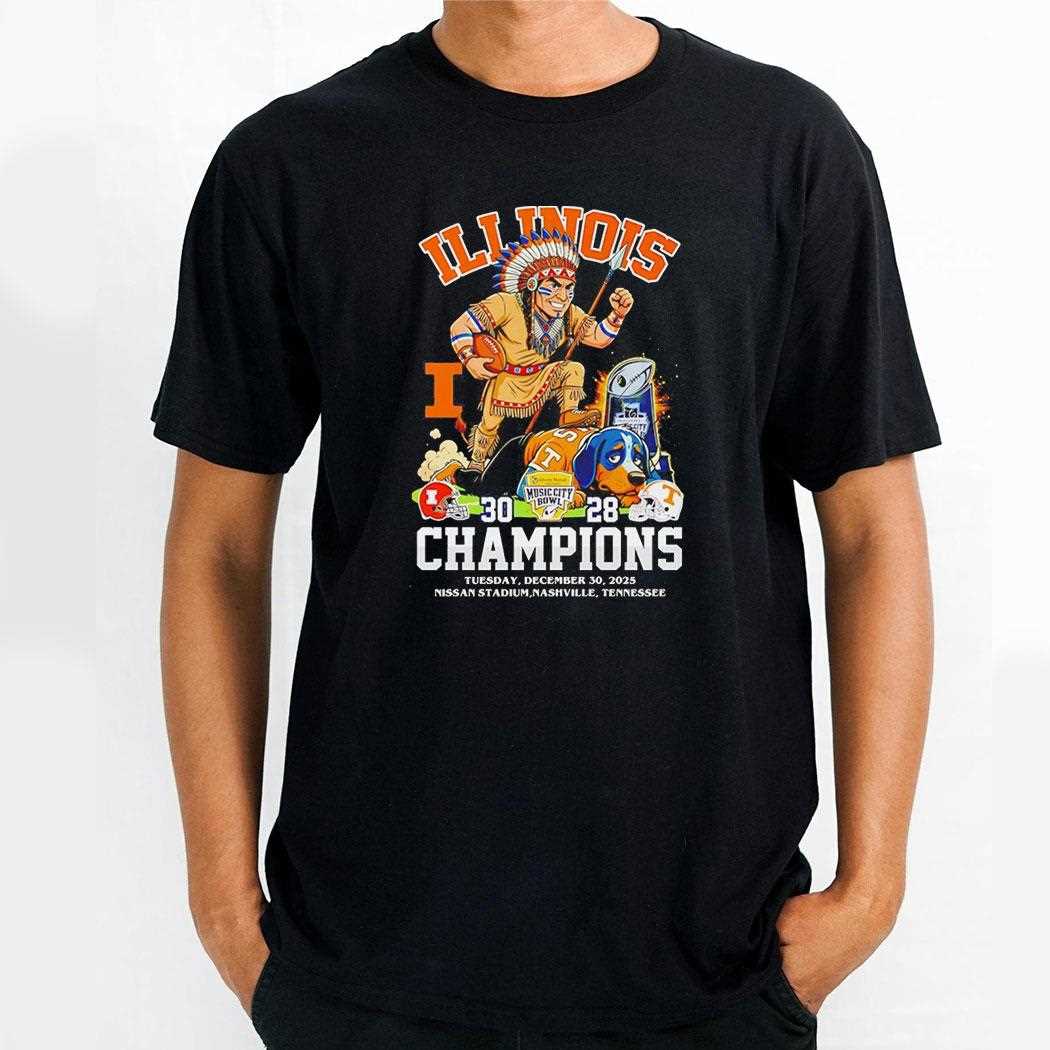 Illinois Fighting Illini Music City Bowl Champions 2025 Mascot Tee