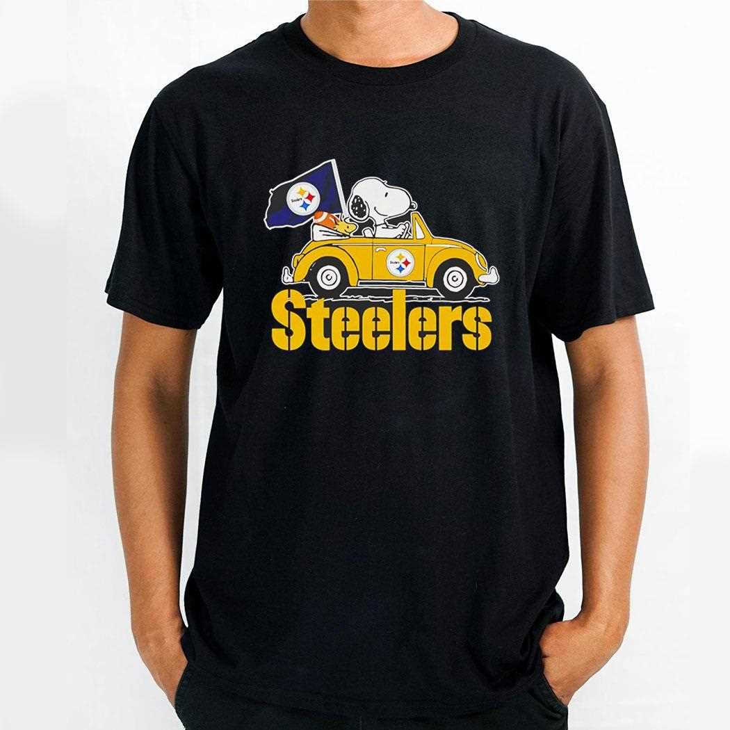 Pittsburgh Steelers X Snoopy And Woodstock Driving Car Tee