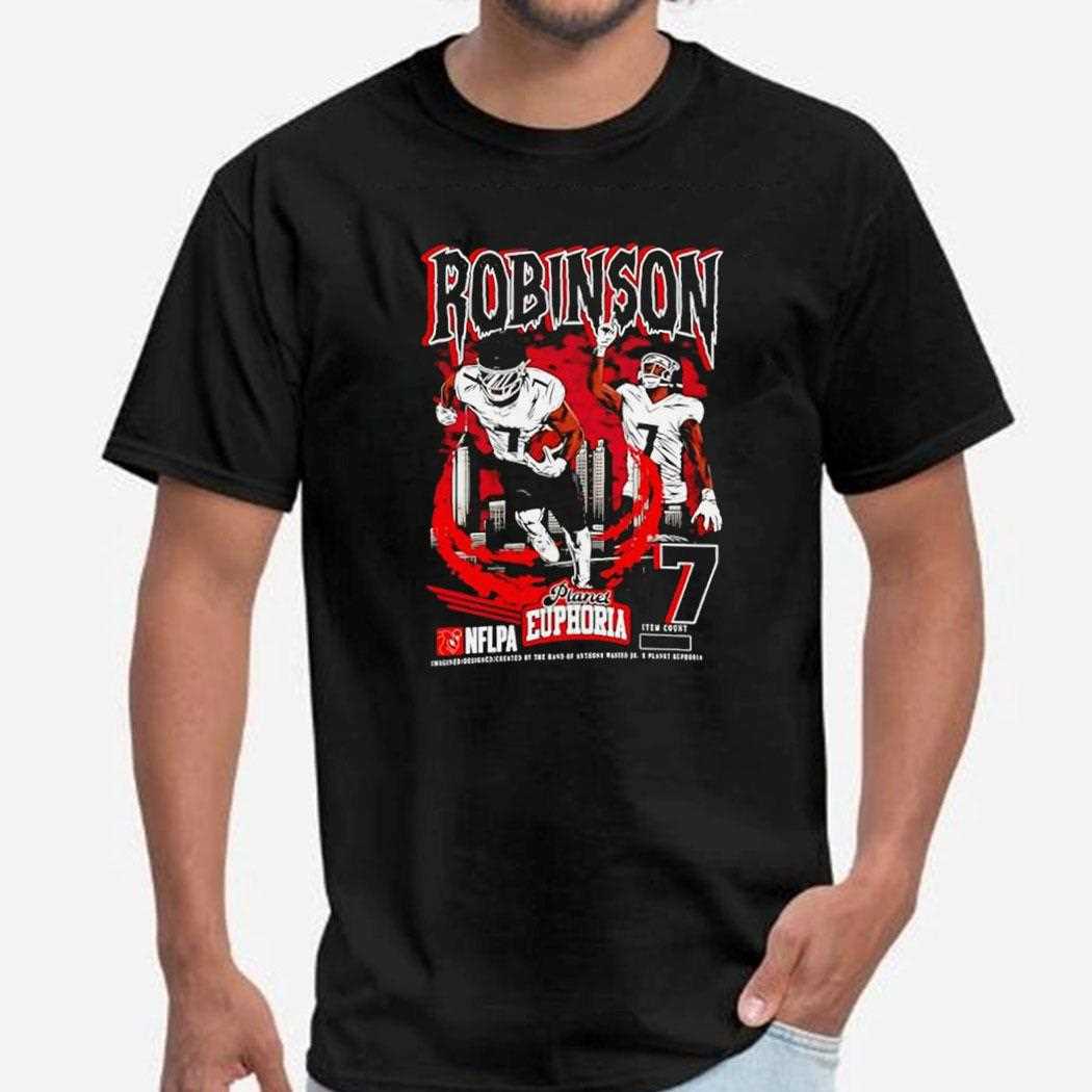 Atlanta Falcons Bijan Robinson Touchdown Skyline Tee Atlanta Falcons Bijan Robinson Touchdown Skyline Tee