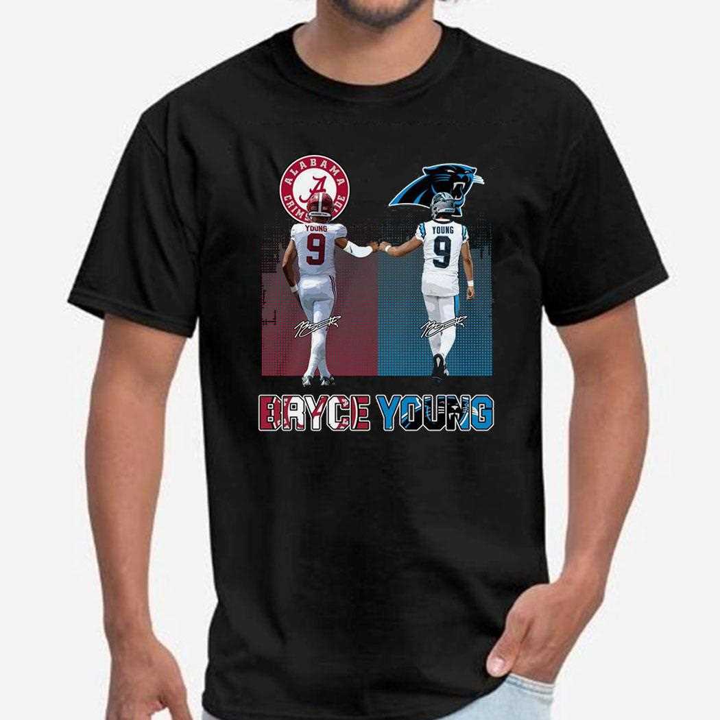 Bryce Young Alabama Crimson Tide And Carolina Panthers Tee