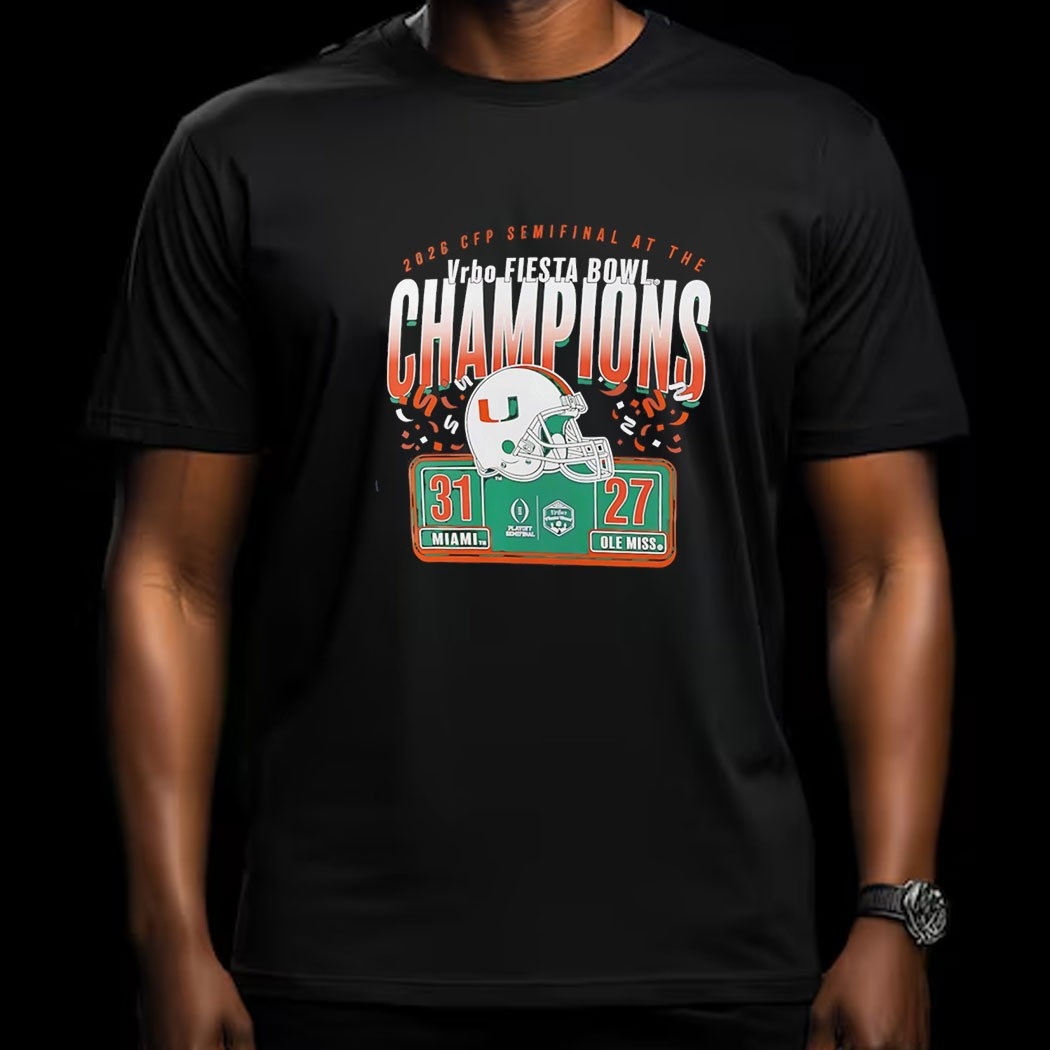 Miami Hurricanes College Football Playoff 2026 Fiesta Bowl Champions Scoring Drive Tee