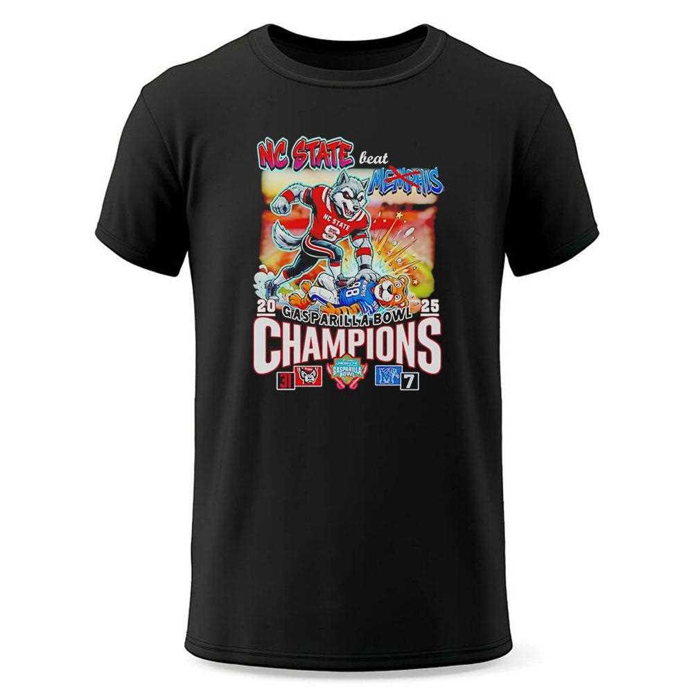 Nc State Woflpack Gasparilla Bowl Champions Mascot Tee Nc State Woflpack Gasparilla Bowl Champions Mascot Tee