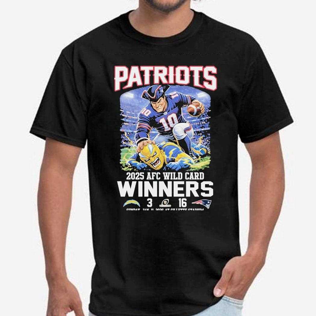 New England Patriots 2025 Afc Wild Card Winners Mascot Tee
