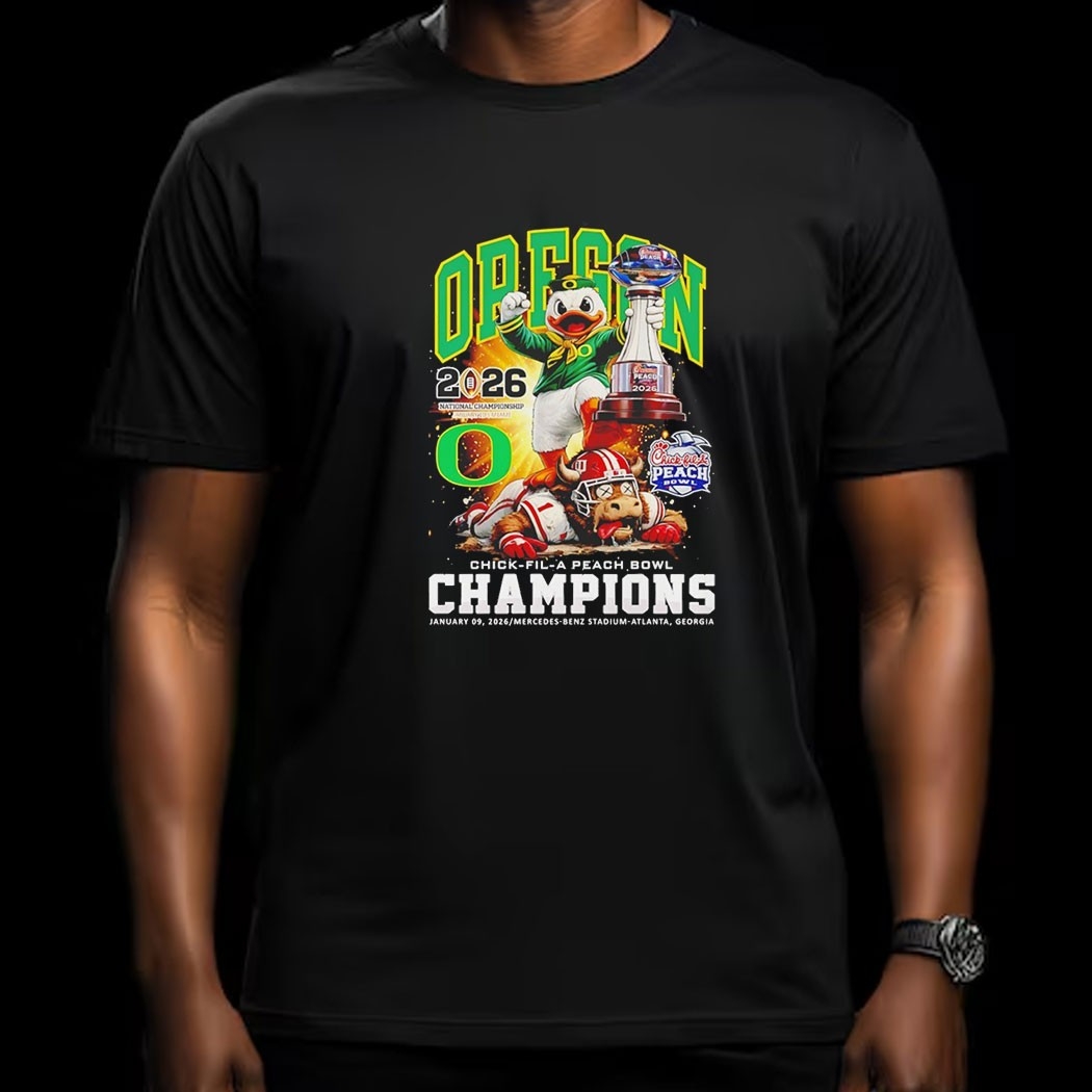 Oregon Ducks Chick Fil A Peach Bowl Champions Mascot Tee