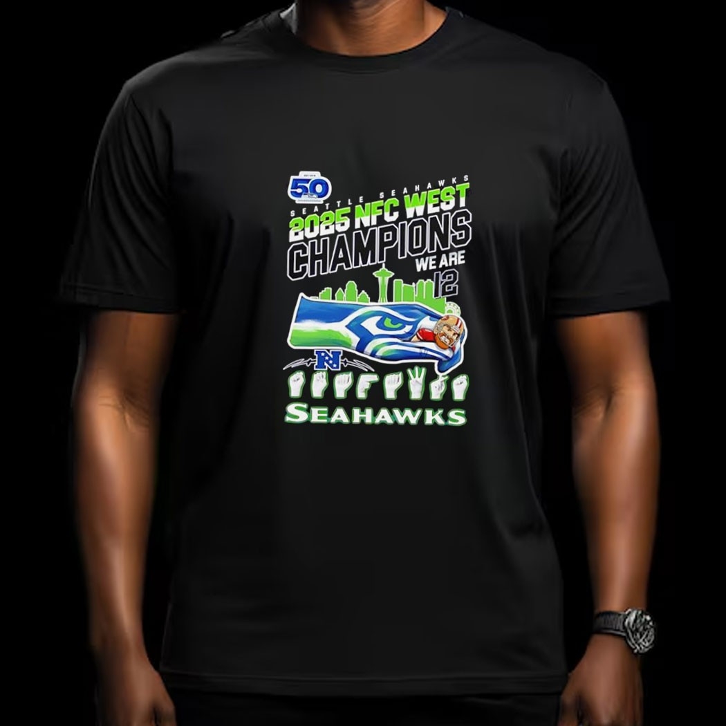 Seattle Seahawks Nfc West Division 2025 Champions Fan Skyline Tee