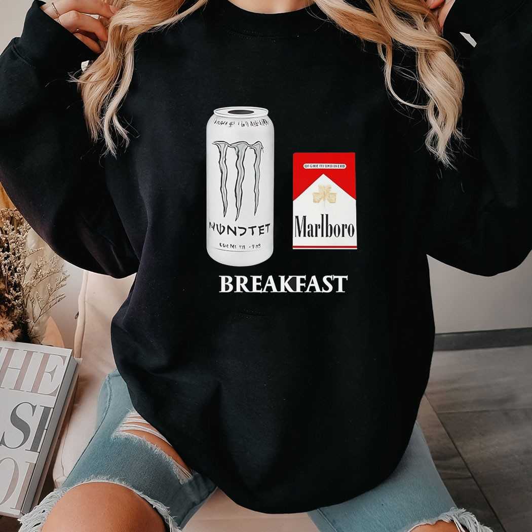 Breakfast Monster Energy And Marlboro Red Cigarette Tee