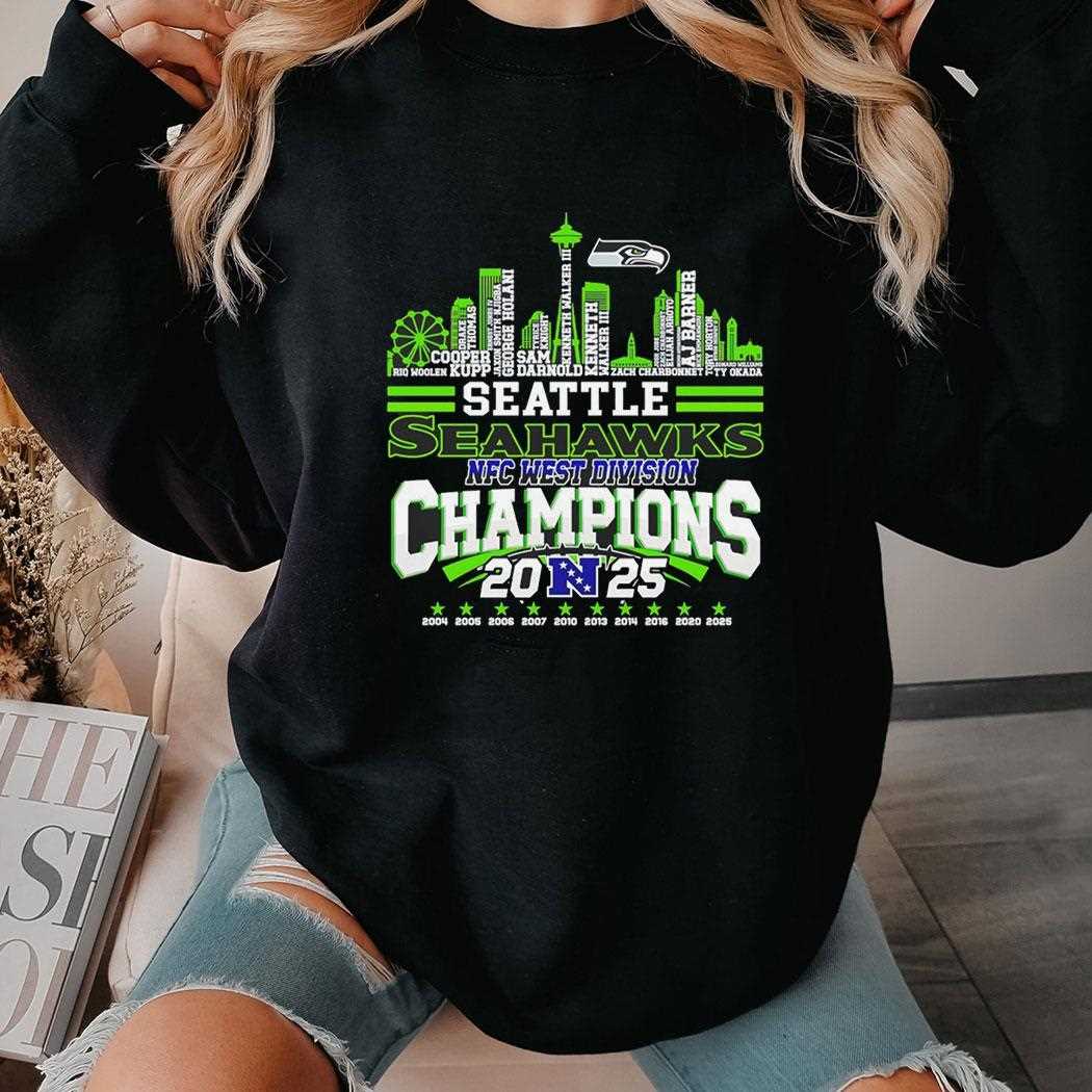 Seattle Seahawks Nfc West Division Champions 2025 City Skyline Tee Seattle Seahawks Nfc West Division Champions 2025 City Skyline Tee