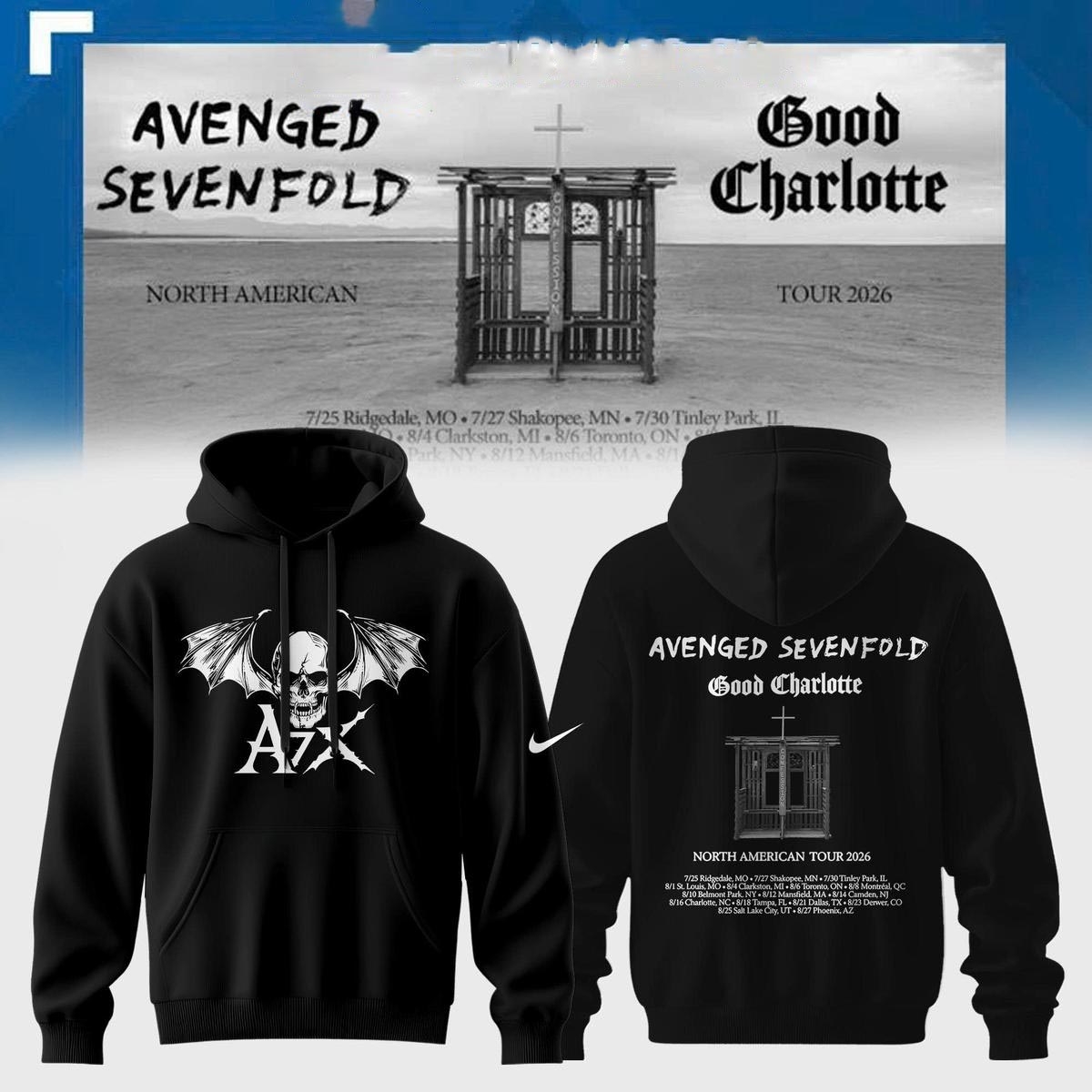 Avenged Sevenfold Good Charlotte 2026 North American Tour Tee Hoodie
