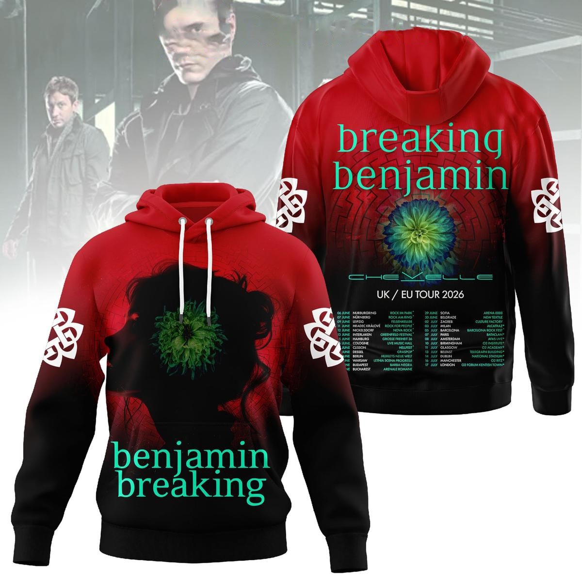 Breaking Benjamin Uk Eu Tour 2026 Tee Hoodie