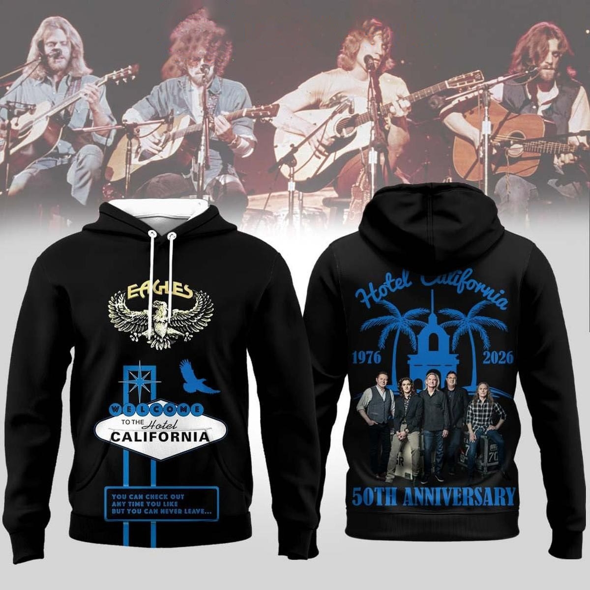 Eagles Hotel California 50th Anniversary 2026 Tee Hoodie