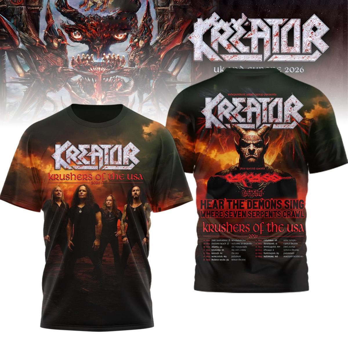 Kreator Krushers Of The Usa 2026 Tee Hoodie