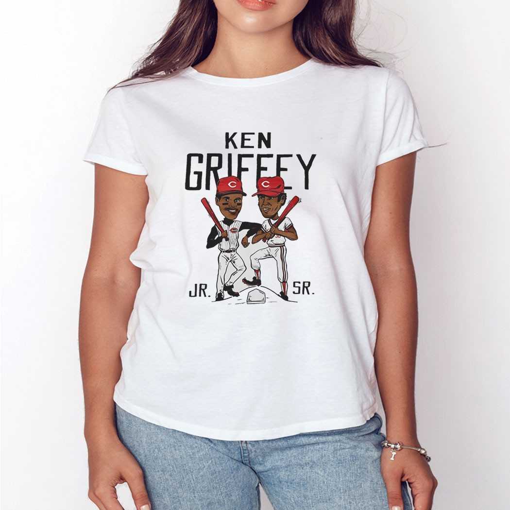 Ken Griffey Father And Son Cincinnati Reds Caricatures Tee